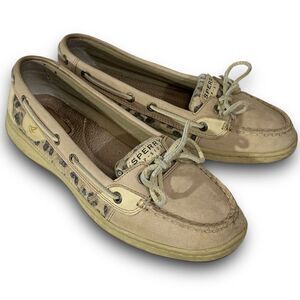 Sperry 1172 Topsider Top-Sider Angelfish Leopard Print Sequin Slip On Boat Shoes